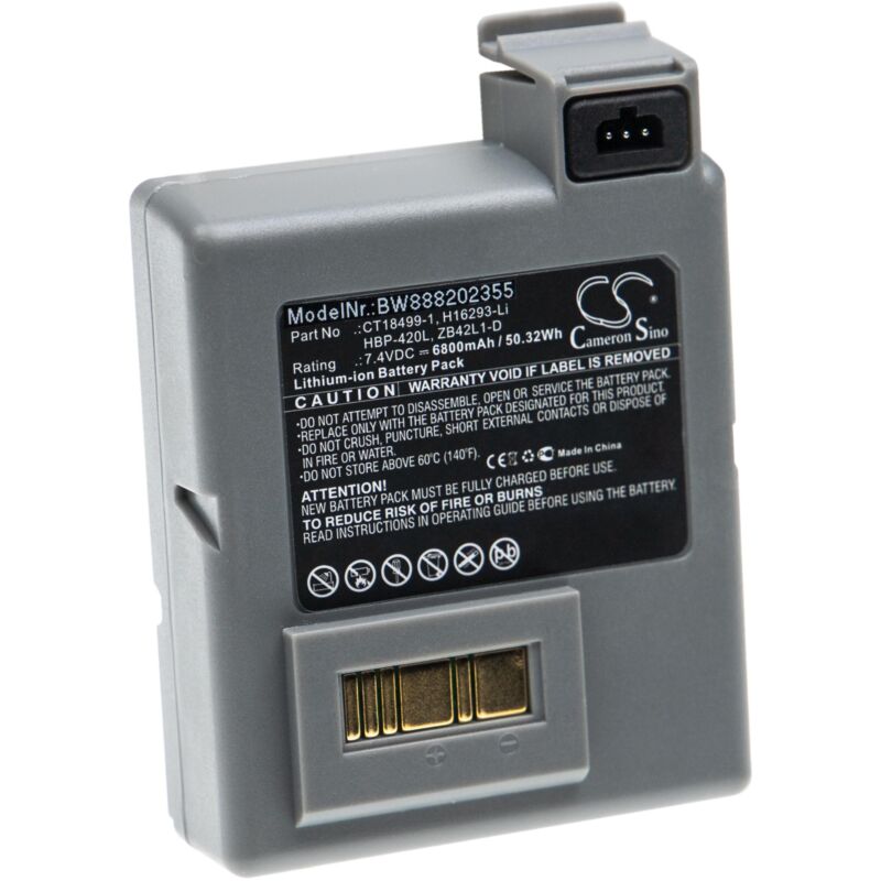 foto del prodotto vhbw - batteria sostituisce zebra hbp-420l, zb42l1-d per stampante (6800mah, 7,4v, li-ion)