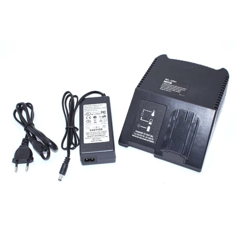foto del prodotto vhbw caricabatterie 7,2 24 v compatibile con aeg milwaukee pes 7.2t, pbs 3000, mx9.6 batterie ni cd, nimh, li ion di attrezzi, 120 w