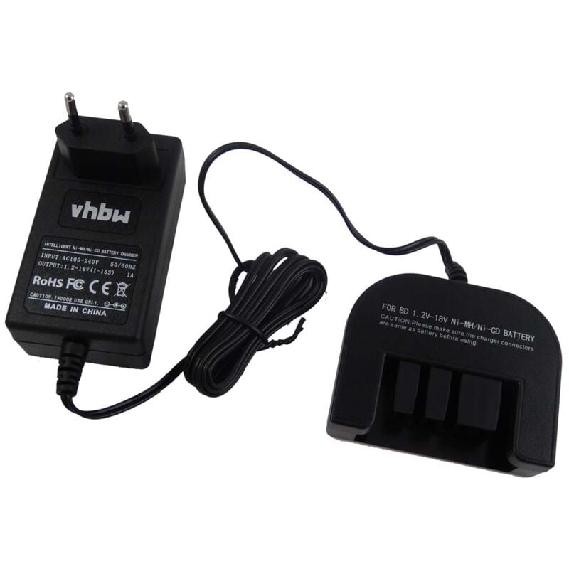 foto del prodotto vhbw caricabatterie compatibile con black decker firestorm fs1202d, fs1200d, fs1200d 2, fs1202bn batterie ni cd, nimh di attrezzi, 1,2 18v, 1av