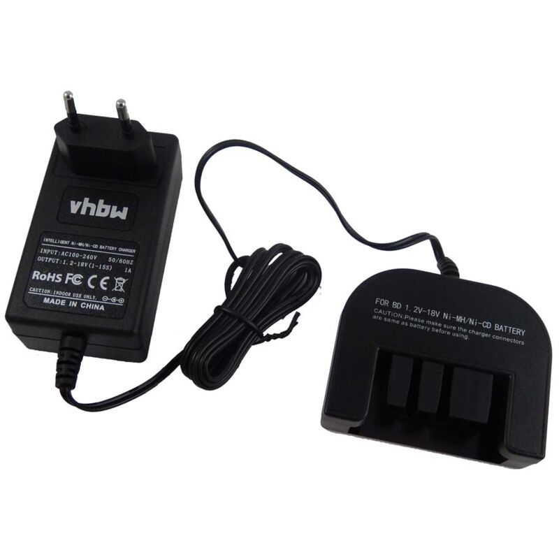 foto del prodotto vhbw caricabatterie compatibile con black decker firestorm fs120b, fs12ps, fs12psk, fs1400d batterie ni cd, nimh di attrezzi, 1,2 18v, 1av