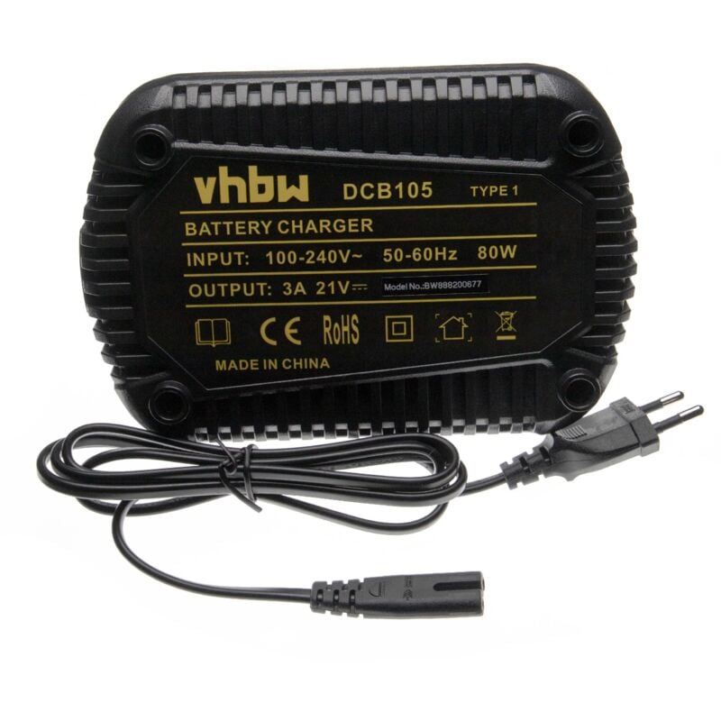 foto del prodotto vhbw caricabatterie compatibile con dewalt dcn694n, dcp580n, dcn701n, dcn890n, dcn890n xj, dcp580nt, dcp580nt xj, dcn890 batterie li ion di attrezzi