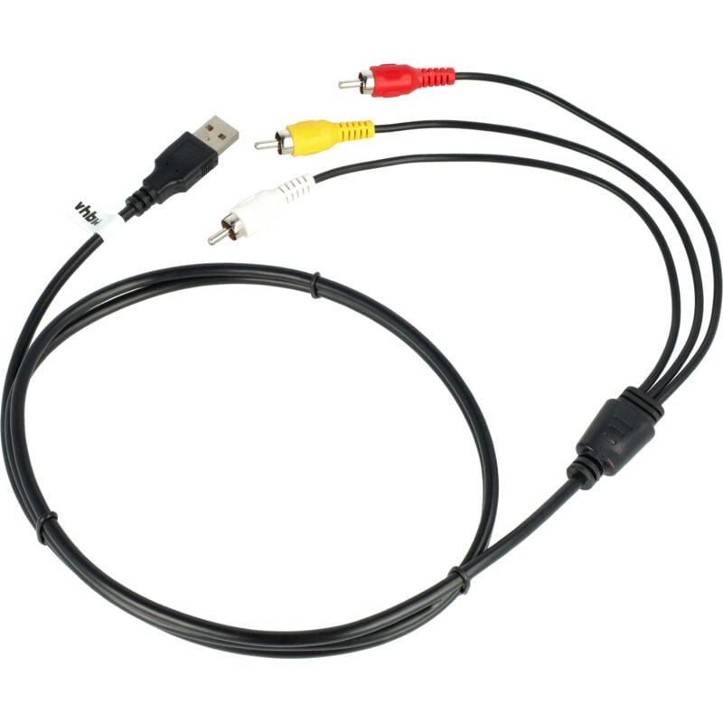 foto del prodotto vhbw cavo av usb rca compatibile con hdd player, impianti av stereo connettori usb a 2.0 3 rca, 1,4m, nero