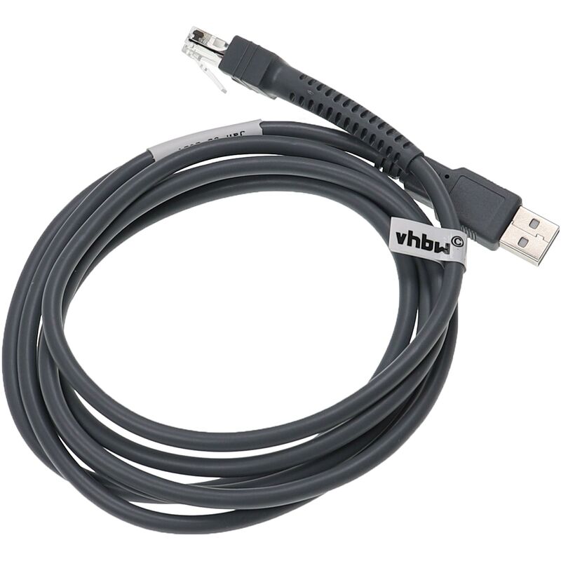foto del prodotto vhbw cavo dati da spina usb 2.0 a spina rj45 compatibile con zebra ds2208, ds3400, ds3408, ds3508, ds3578 lettore codici a barre cavo, 2 m grigio