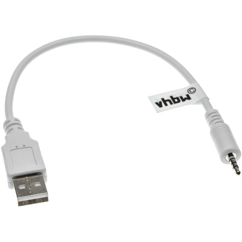 foto del prodotto vhbw cavo di ricarica usb compatibile con jbl synchros e30, e40bt, e45bt, e50bt, s400, s400bt cuffie, bianco, 20.5cm, usb 2.0 tipo a jack da 2,5mm