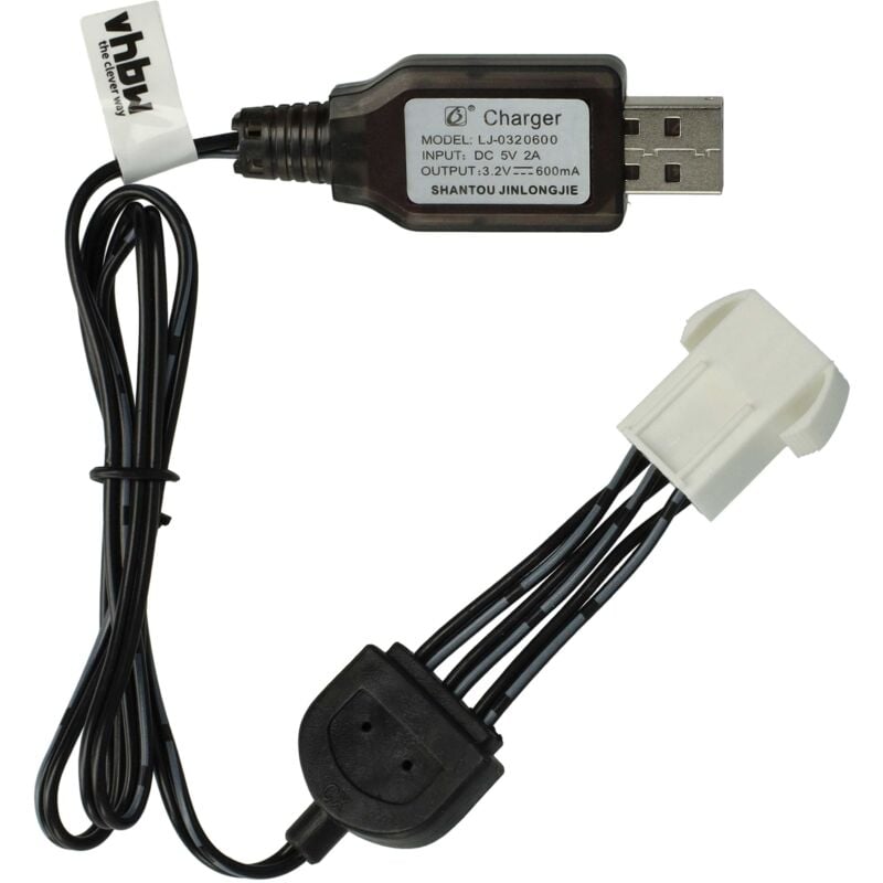foto del prodotto vhbw cavo di ricarica usb sostituisce himoto hsp 9.6v per batterie rc con attacco sm 6p, battery pack per modellismo rc 50 cm 9,6 v