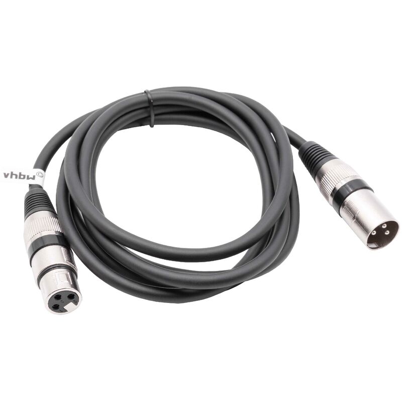 foto del prodotto vhbw cavo dmx xlr maschio femmina compatibile con impianto illuminazione per palco, faretti 3 poli, guaina in pvc, nero, 2 m