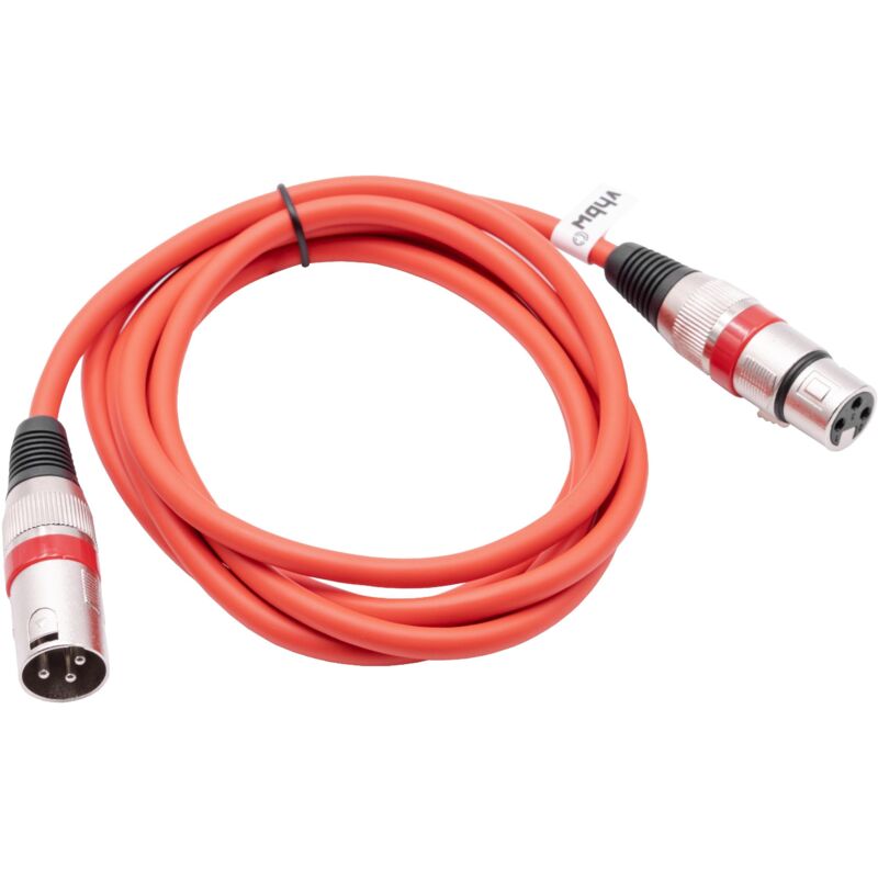 foto del prodotto vhbw cavo dmx xlr maschio femmina compatibile con impianto illuminazione per palco, faretti 3 poli, guaina in pvc, rosso, 2 m