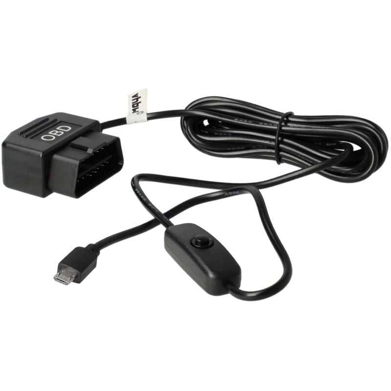 foto del prodotto vhbw cavo obd2 micro usb cavo di alimentazione compatibile con dashcam gps navigatore smartphone 3,5m
