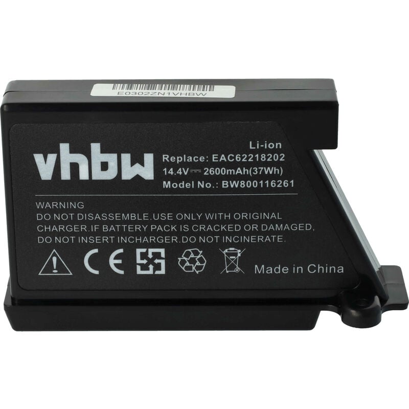 foto del prodotto vhbw li ion batteria 2600mah 14.4v compatibile con robot aspirapolvere home cleaner lg hombot vr6260lvm, vr62701lv, vr62701lvb, vr62701lvm,