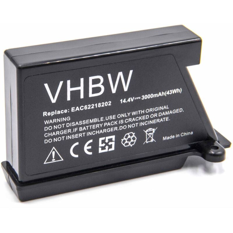 foto del prodotto vhbw li ion batteria 3000mah 14.4v compatibile con robot aspirapolvere home cleaner sostituisce lg eac62218202