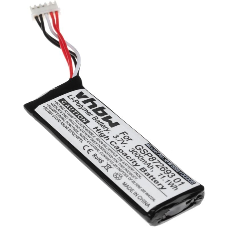foto del prodotto vhbw litio polimeri batteria 3000mah 3.7v compatibile con casse altoparlanti e speaker sostituisce jbl gsp872693 01