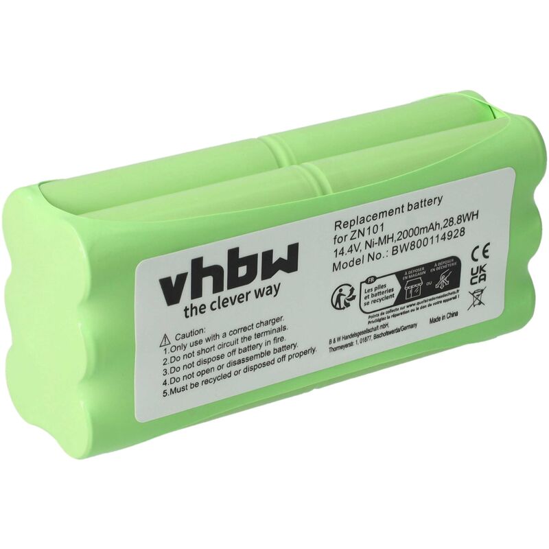 foto del prodotto vhbw nimh batteria 2000mah 14.4v compatibile con robot aspirapolvere home cleaner robot lavapavimenti sichler pcr 1550m, puppyoo v m600, vbot t270