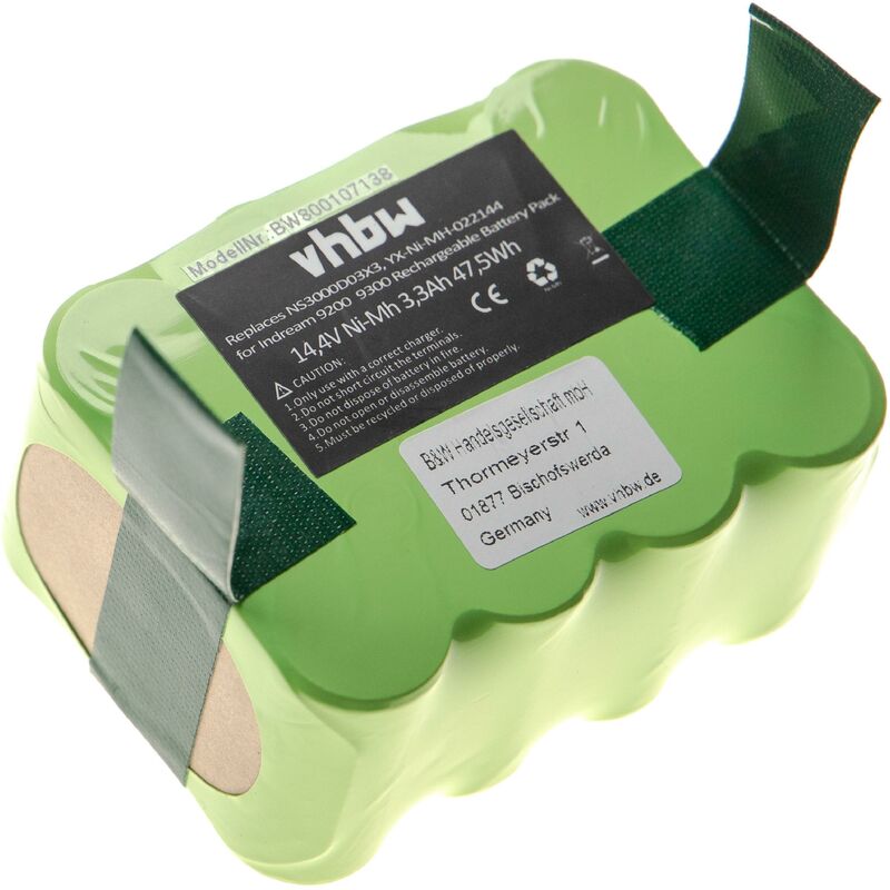 immagine 0 del prodotto vhbw nimh batteria 3300mah 14.4v compatibile con aspirapolvere robot, home cleaner, robot di casa zeco v700 sostituisce yx ni mh 022144,