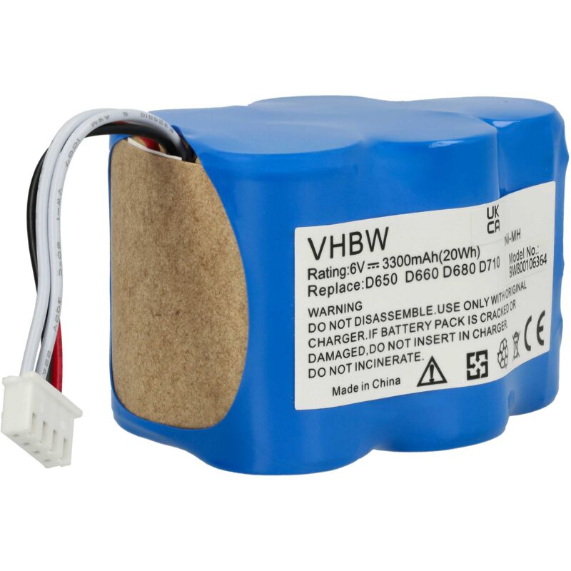 foto del prodotto vhbw nimh batteria di ricambio 3300mah 6v sostituisce lp43sc3300p5 per aspirapolvere ecovacs deebot, cod e hoover