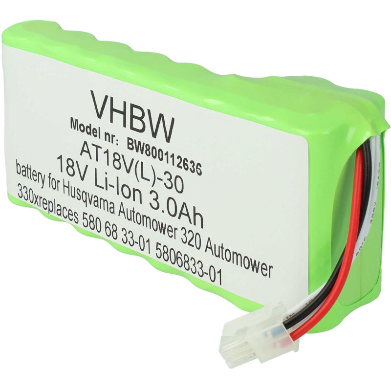 foto del prodotto vhbw pacco batteria compatibile con husqvarna automower 320, 420 fino 2019 2020 , 330x robot tagliaerba 3000mah 18v li ion