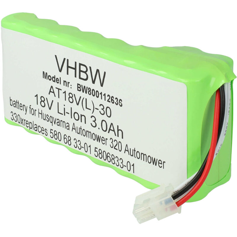 foto del prodotto vhbw pacco batteria compatibile con husqvarna automower 440 fino 2019 2020 , 450x fino 2019 2020 robot tagliaerba 3000mah 18v li ion