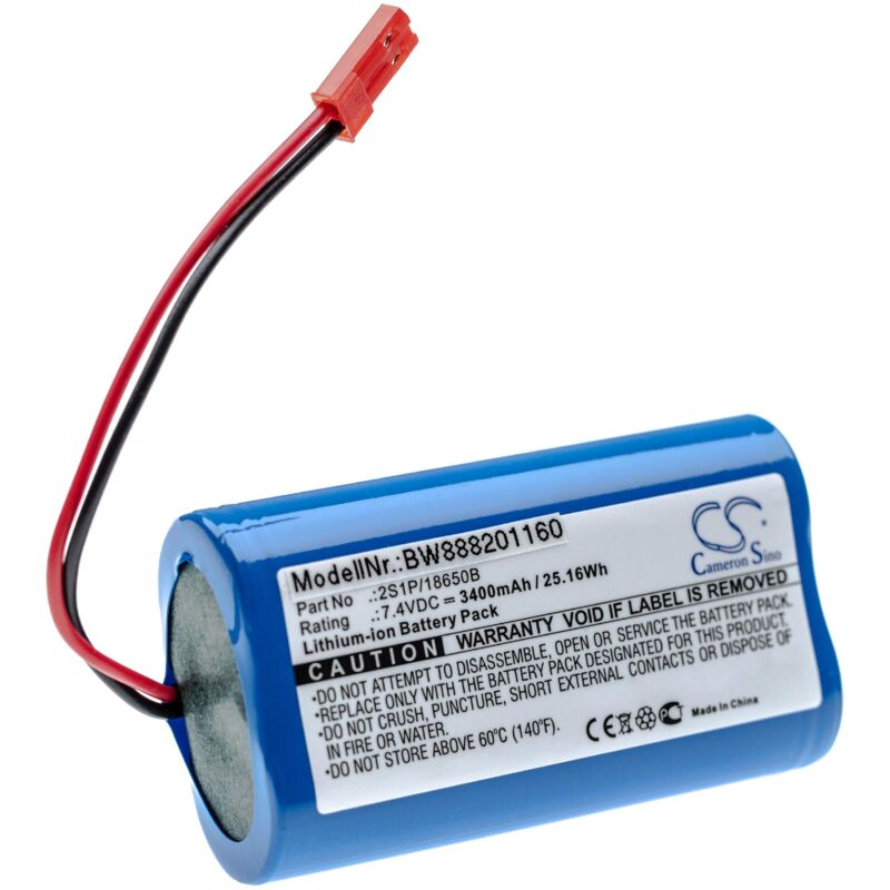 foto del prodotto vhbw pacco batteria sostituisce arizer 2s1p 18650b per vaporizzatore 3400mah, 7,4v, li ion 