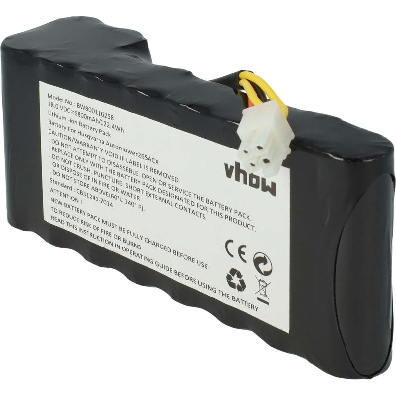 foto del prodotto vhbw pacco batteria sostituisce husqvarna 593 11 41 05, 593 11 41 04 per robot tagliaerba 6800mah 18v li ion