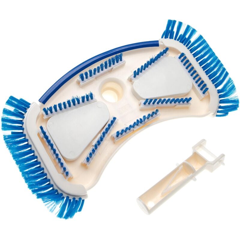 foto del prodotto vhbw pulisci fondo per piscina da collegare a pompe di aspirazione, skimmer aspiratore da 32 38mm, con spazzole laterali, blu bianco