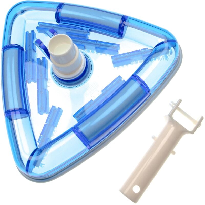 foto del prodotto vhbw pulisci fondo per piscina da collegare a pompe di aspirazione, skimmer aspiratore da 32 38mm, triangolare, bianco blu trasparente 