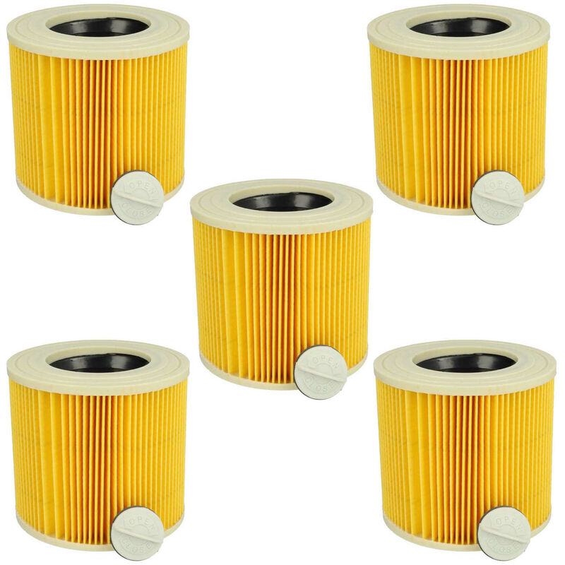 foto del prodotto vhbw set da 5x filtro a pieghe piatte compatibile con k rcher wd 3.600, wd 3.500 p aspiratore umido secco cartuccia filtrante, giallo