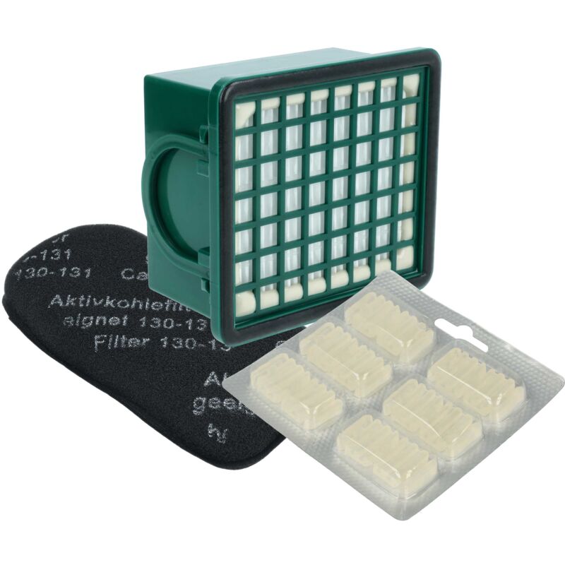 foto del prodotto vhbw set di 8 accessori compatibile con vorwerk folletto 131, 130, 131sc aspirapolvere filtro ai carboni attivi, filtro hepa, cartucce di profumo