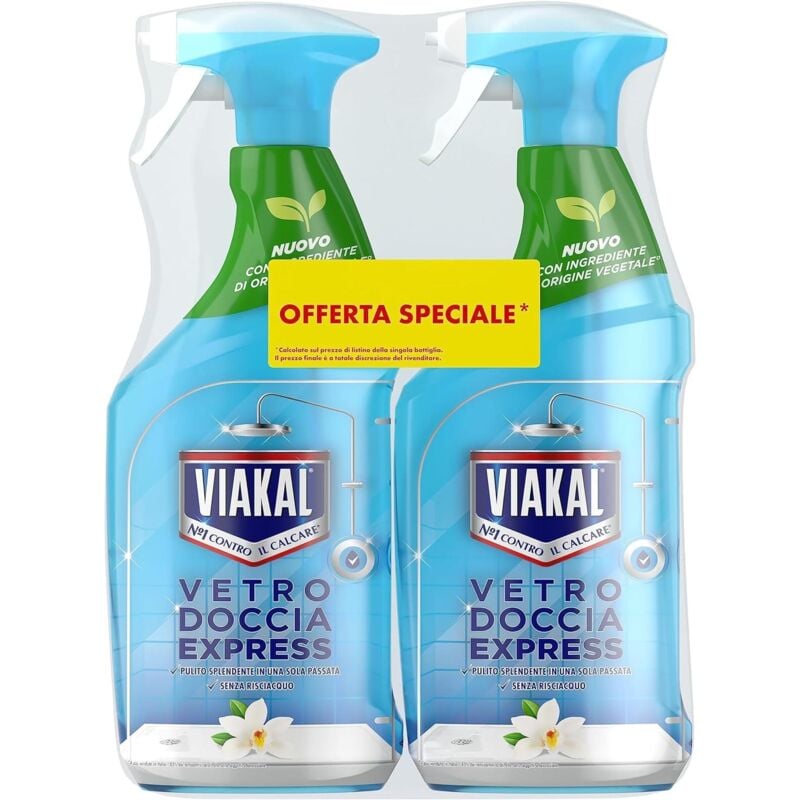 foto del prodotto viakal set 2 vetro doccia express fiori eleganti 720 ml senza risciacquo