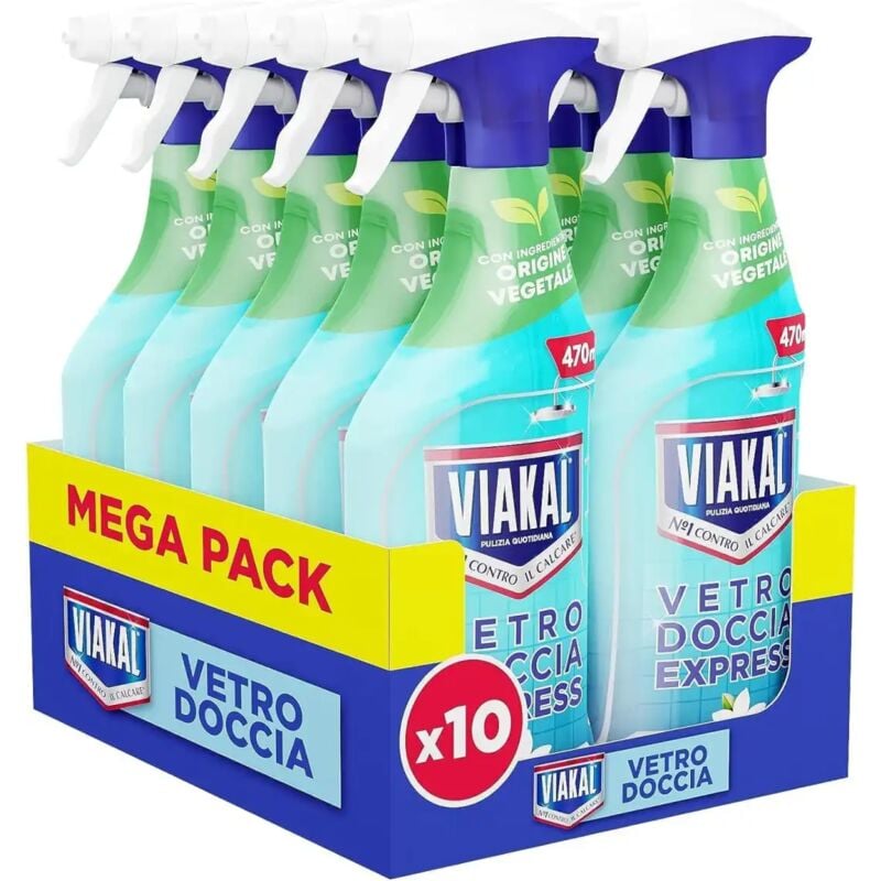 foto del prodotto viakal vetro doccia express 470ml x10 mega pack pulizia rapida senza risciacquo