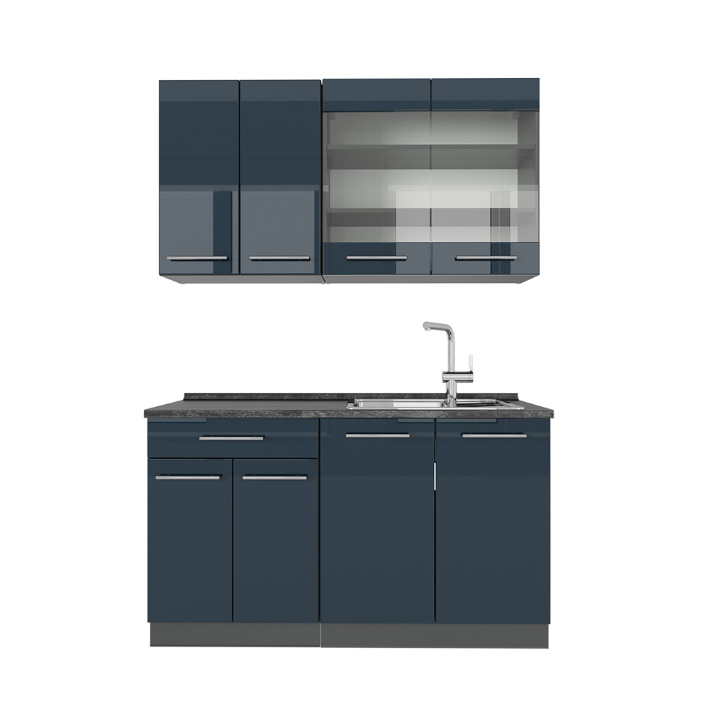 foto del prodotto vicco angolo cottura blu scuro lucido/antracite 140 cm senza piano di lavoro