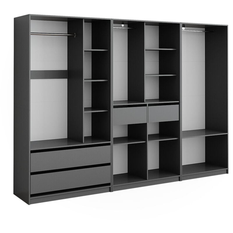 foto del prodotto vicco armadio elmo, antracite, 100 x 200 cm set con 3 parti