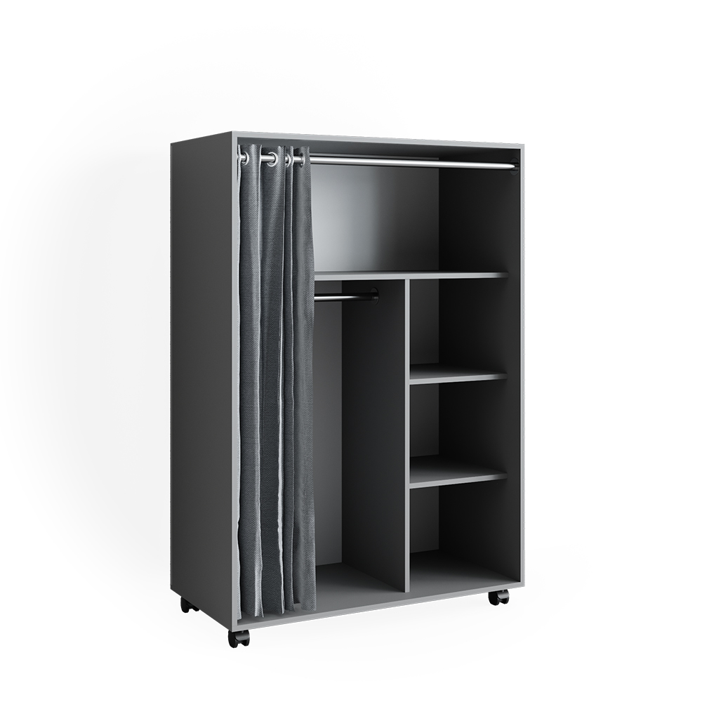 foto del prodotto vicco armadio multifunzione grigio 100 x 146.6 cm aperto, su rotelle