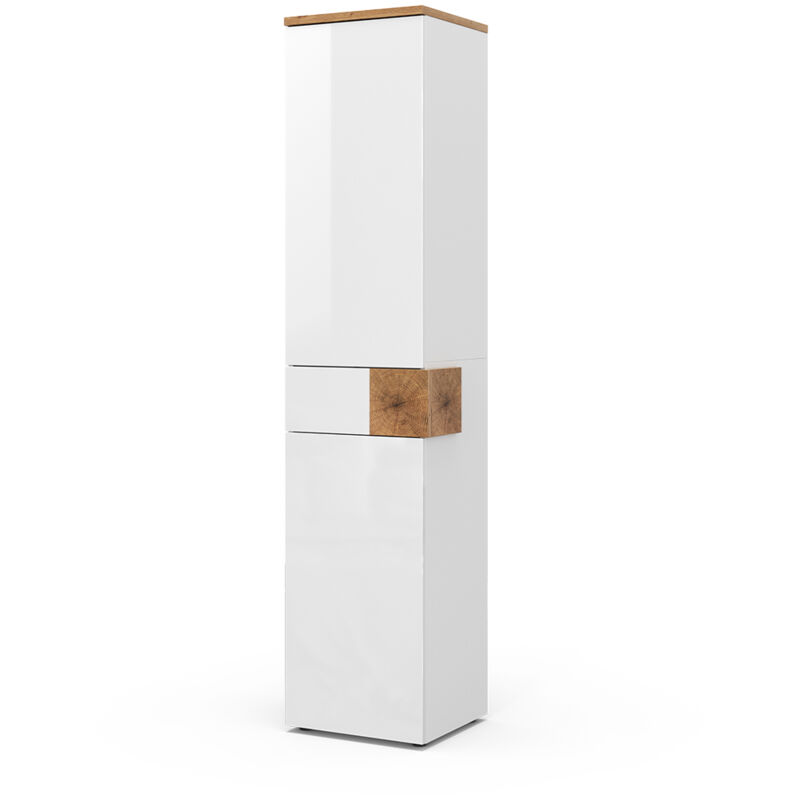 foto del prodotto vicco armadio per il bagno eden, bianco, 40 x 184.2 cm con 2 ante e cassetto