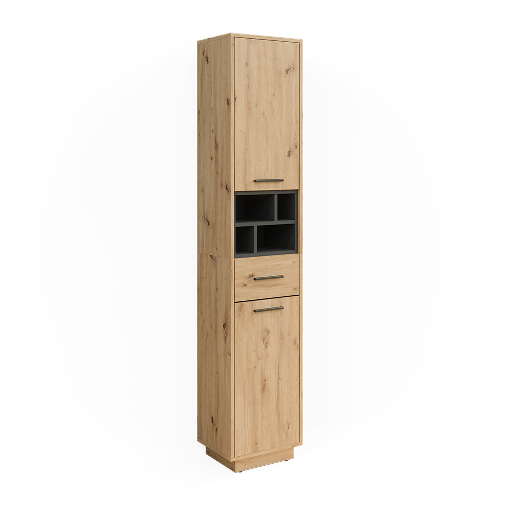 foto del prodotto vicco armadio per il bagno rovere artigianale/antracite 38 x 190 cm con ante, cassetto