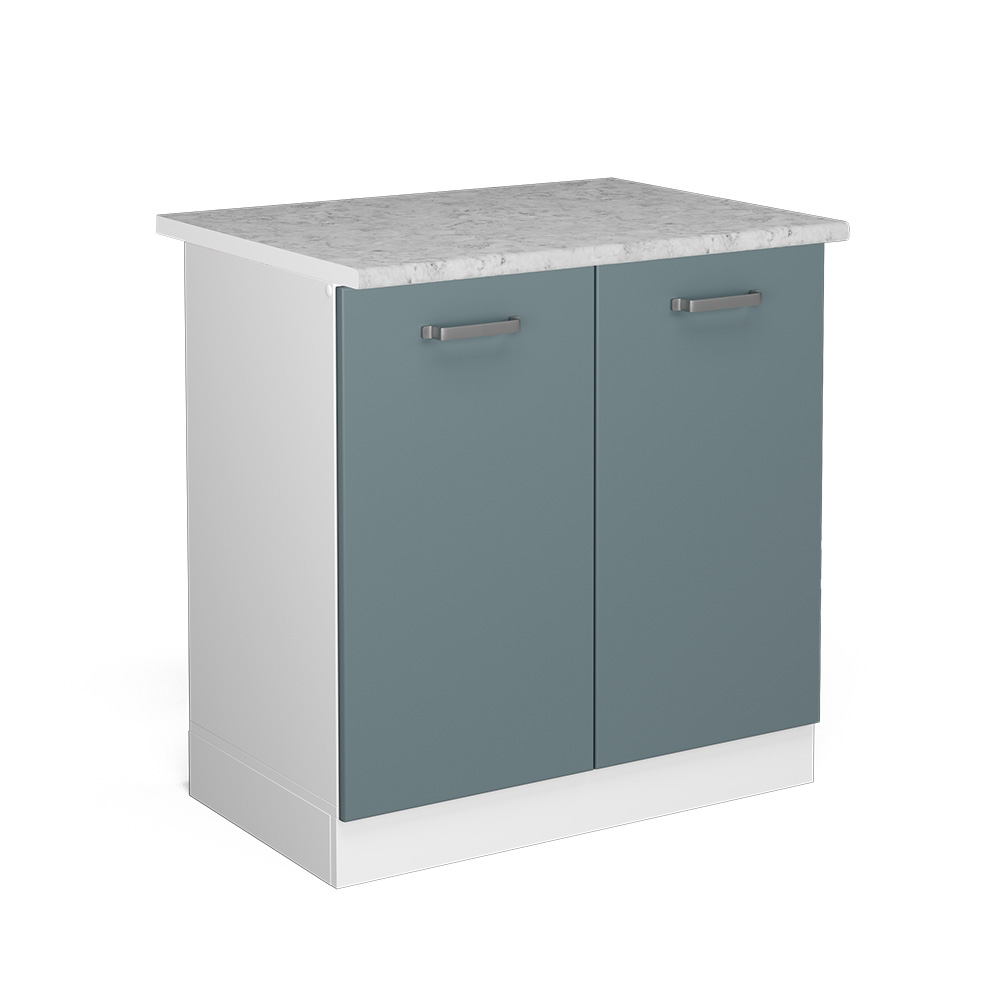 foto del prodotto vicco base per lavello grigio blu 80 cm con ante, con piano di lavoro