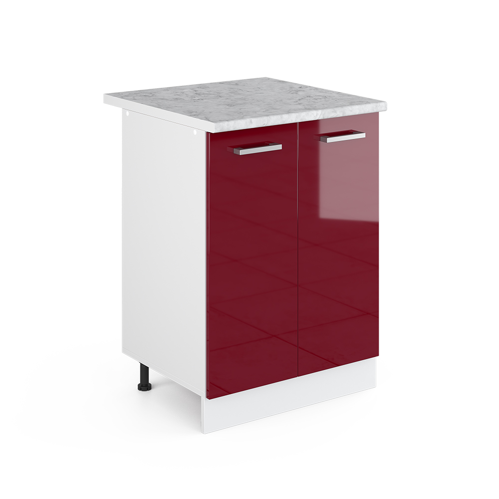 foto del prodotto vicco base universale rosso bordeaux lucido 60 cm con ante, con piano di lavoro