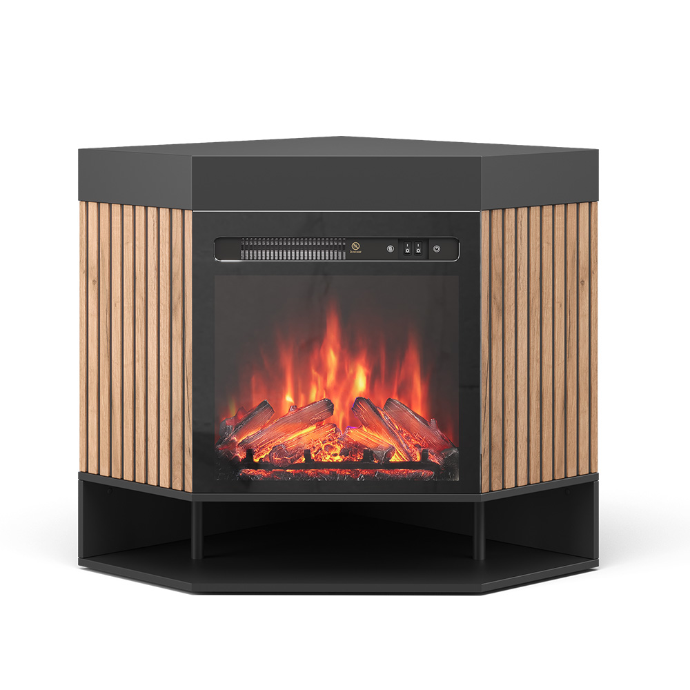 foto del prodotto vicco caminetto elettrico nero 100 cm con effetto fiamma realistico e riscaldatore da 1800w
