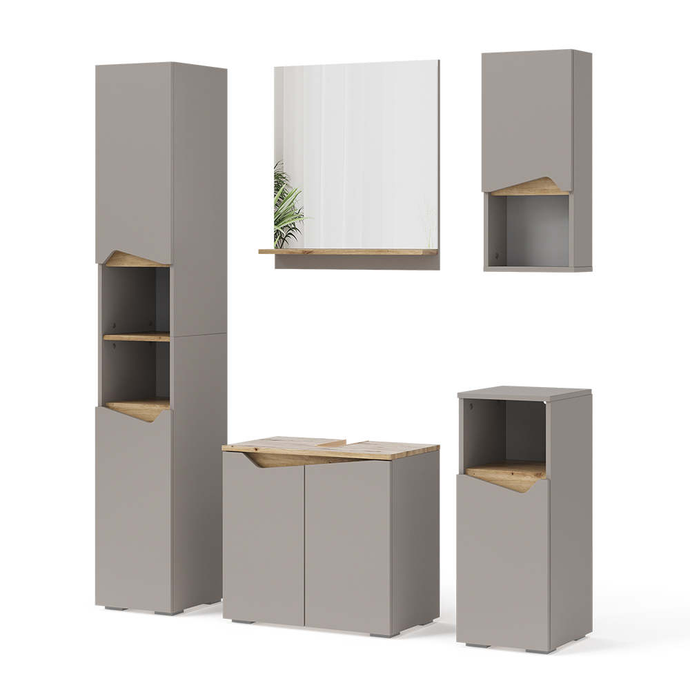 foto del prodotto vicco combinazione di mobili da bagno grigio 5 parti