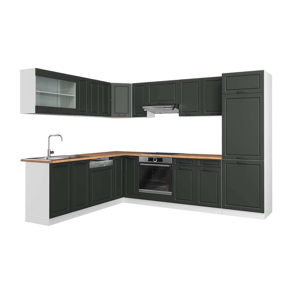 foto del prodotto vicco cucina angolare completa antracite casa di campagna bianco 227 x 287 cm , pl rovere