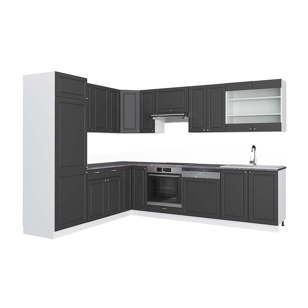 foto del prodotto vicco cucina angolare completa antracite oro bianco 227 x 287 cm , pl antracite