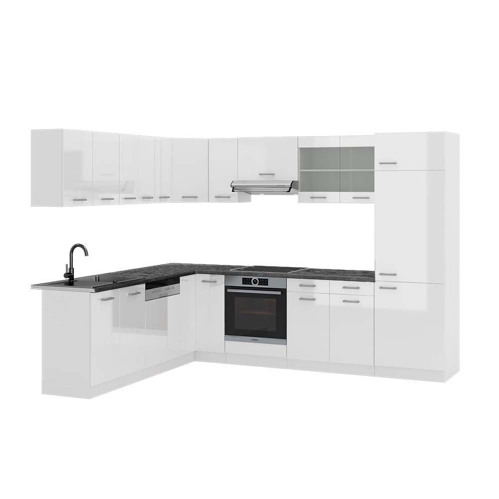 foto del prodotto vicco cucina angolare completa bianco lucido bianco 227 x 287 cm , pl antracite