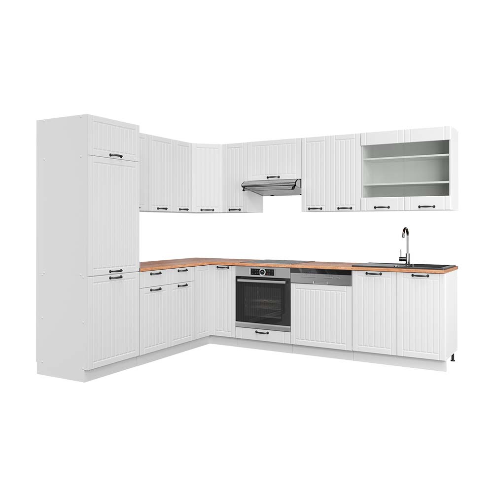 foto del prodotto vicco cucina angolare completa casa di campagna bianca bianco 227 x 287 cm , pl rovere