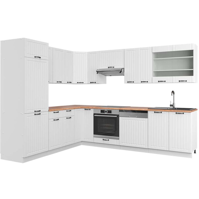 foto del prodotto vicco cucina angolare completa fame line, casa di campagna bianca bianco, 227 x 287 cm , pl rovere