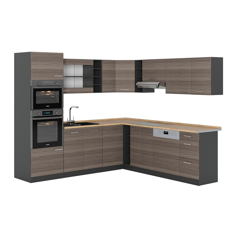 foto del prodotto vicco cucina angolare completa grigio nobile/antracite 237 x 60 cm senza piano di lavoro