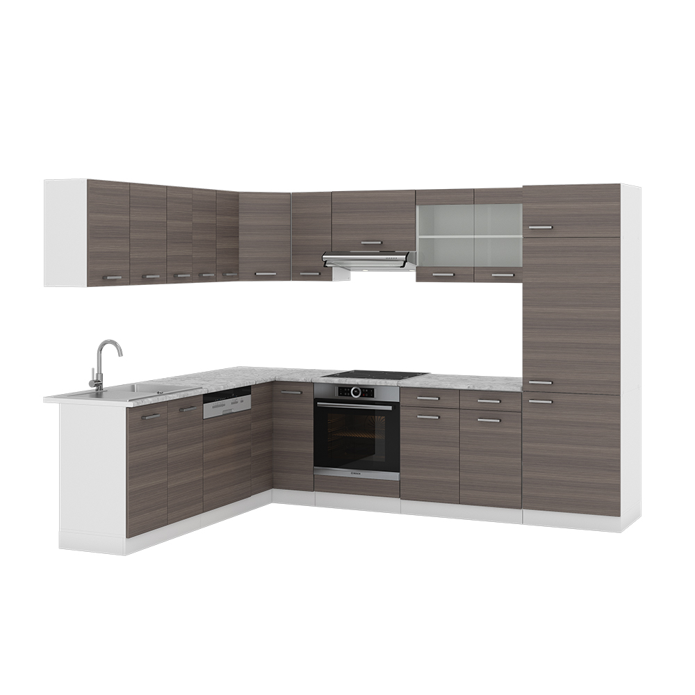foto del prodotto vicco cucina angolare completa grigio prezioso/bianco 227 x 287 cm senza piano di lavoro