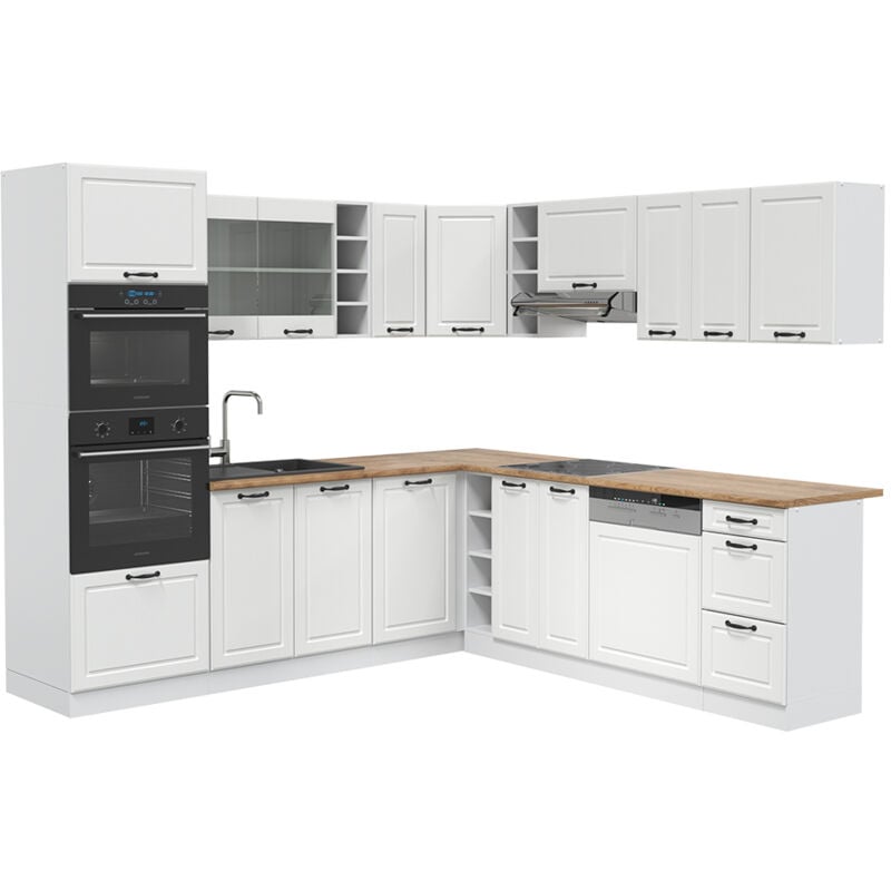 foto del prodotto vicco cucina angolare completa r line, casa di campagna bianca bianco, 237 x 247 cm , pl rovere