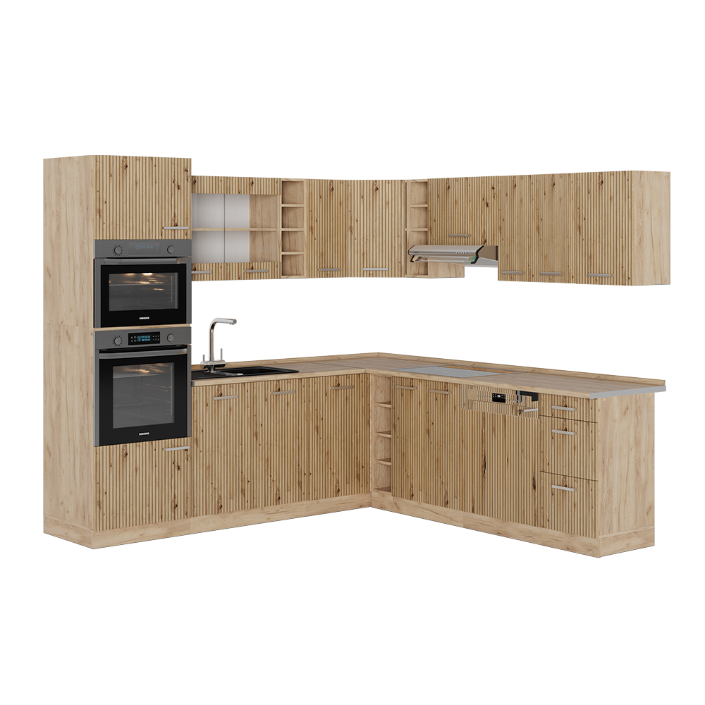 foto del prodotto vicco cucina angolare completa rovere artigianale rovere goldkraft 237 x 247 cm , pl rovere