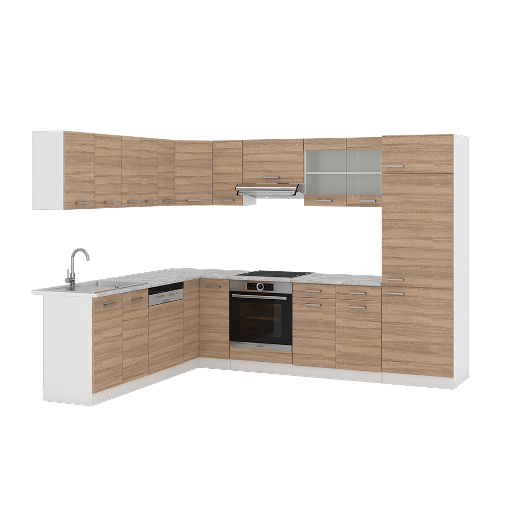 foto del prodotto vicco cucina angolare completa sonoma 227 x 287 cm , pl marmo