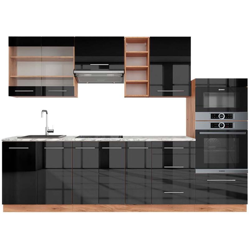 foto del prodotto vicco cucina completa antracite oro bianco 140 cm , pl marmo