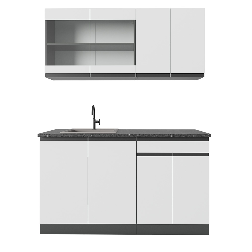 foto del prodotto vicco cucina completa bianco antracite 140 cm forma a j
