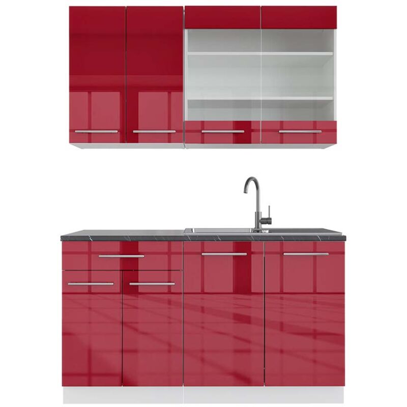 foto del prodotto vicco cucina completa bordeaux lucido bianco 140 cm , pl antracite